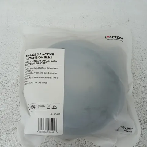 BAGGED LINDY 8M USB 3.2 GEN 1 SLIM ACTIVE EXTENSION