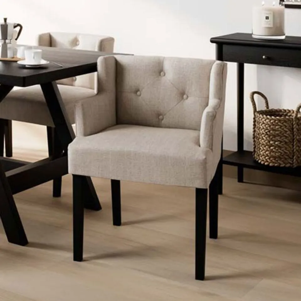 BOXED SHAY STONE WINGED DINING CHAIR WITH ARMS 