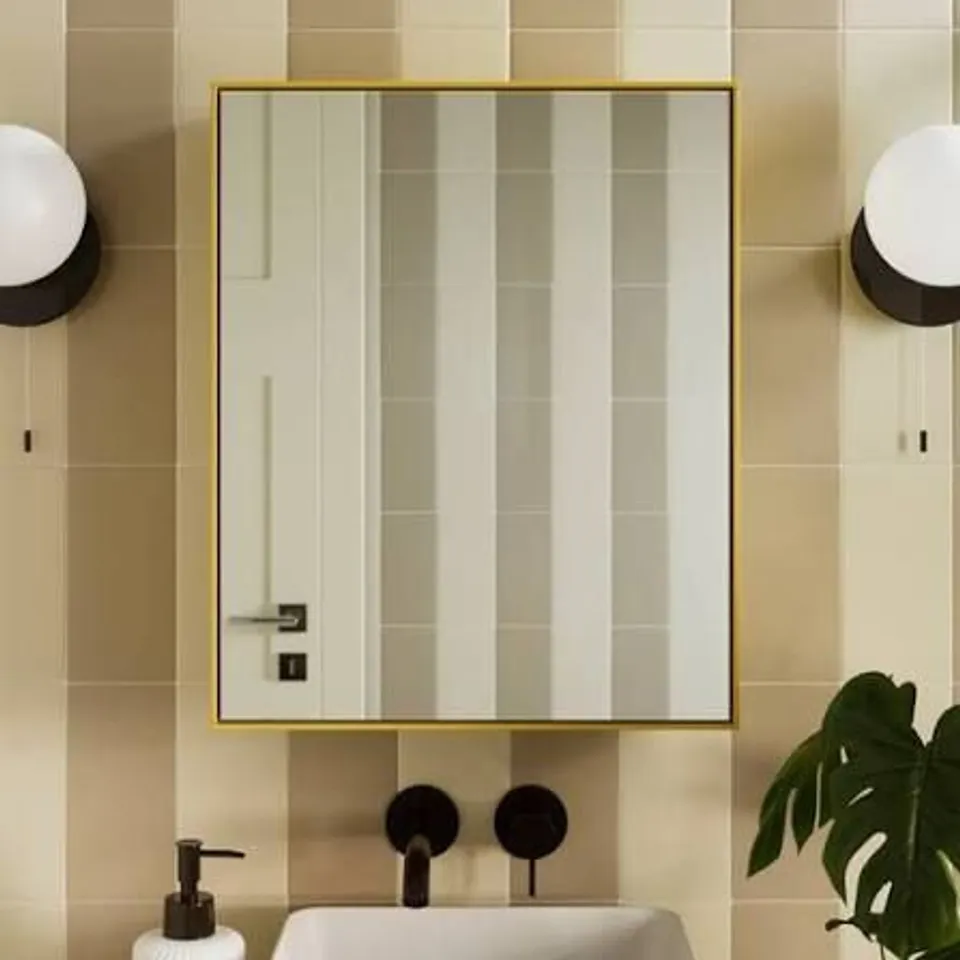 BOXED ELEMENTS GARNER MIRRORED WALL CABINET - OCHRE (1 BOX)