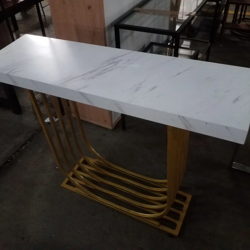 MORRISEY 254CM CONSOLE TABLE - WHITE TABLE/GOLD BASE