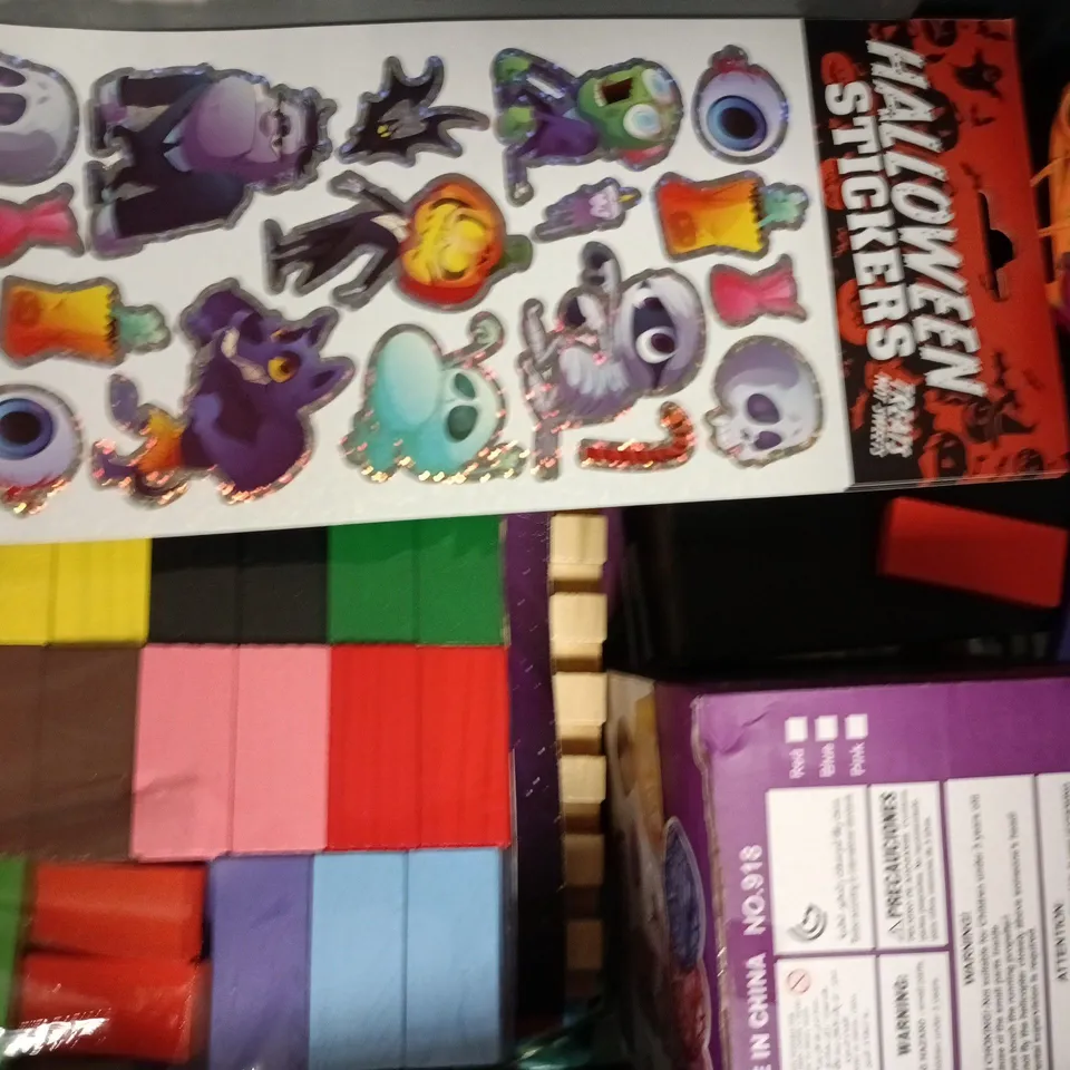 APPROXIMATELY 10 ASSORTED TOYS AND GAMES TO INCLUDE DISNEY STITCH STICKER PATCHES, ETC