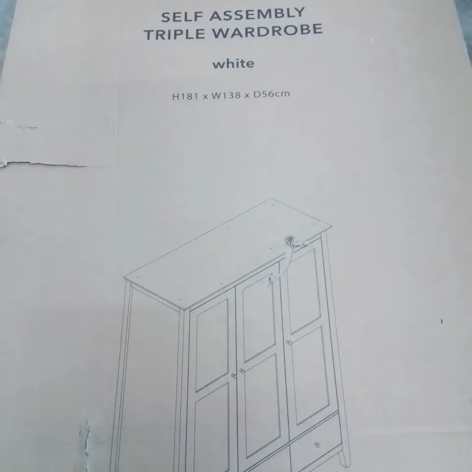 BOXED LYNTON TRIPLE WARDROBE -WHITE- [2 BOXES]