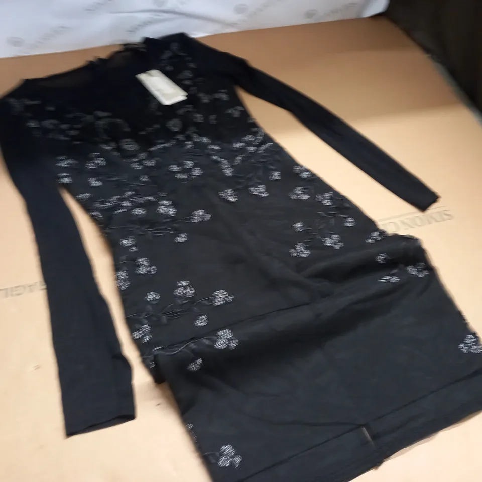 LIPSY LONDON BLACK/SILVER EMBROIDERED DRESS - UK 10