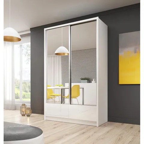 BOXED JANYL 2 DOOR MANUFACTURED WOODEN WARDROBE (3 BOXES)