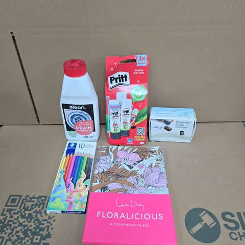 APPROXIMATELY 15 ASSORTED HOUSEHOLD PRODUCTS TO INCLUDE FINGERTIP PULSE OXIMETER, GLEAN DRAIN UNBLOCKER AND COLOURING PENCILS