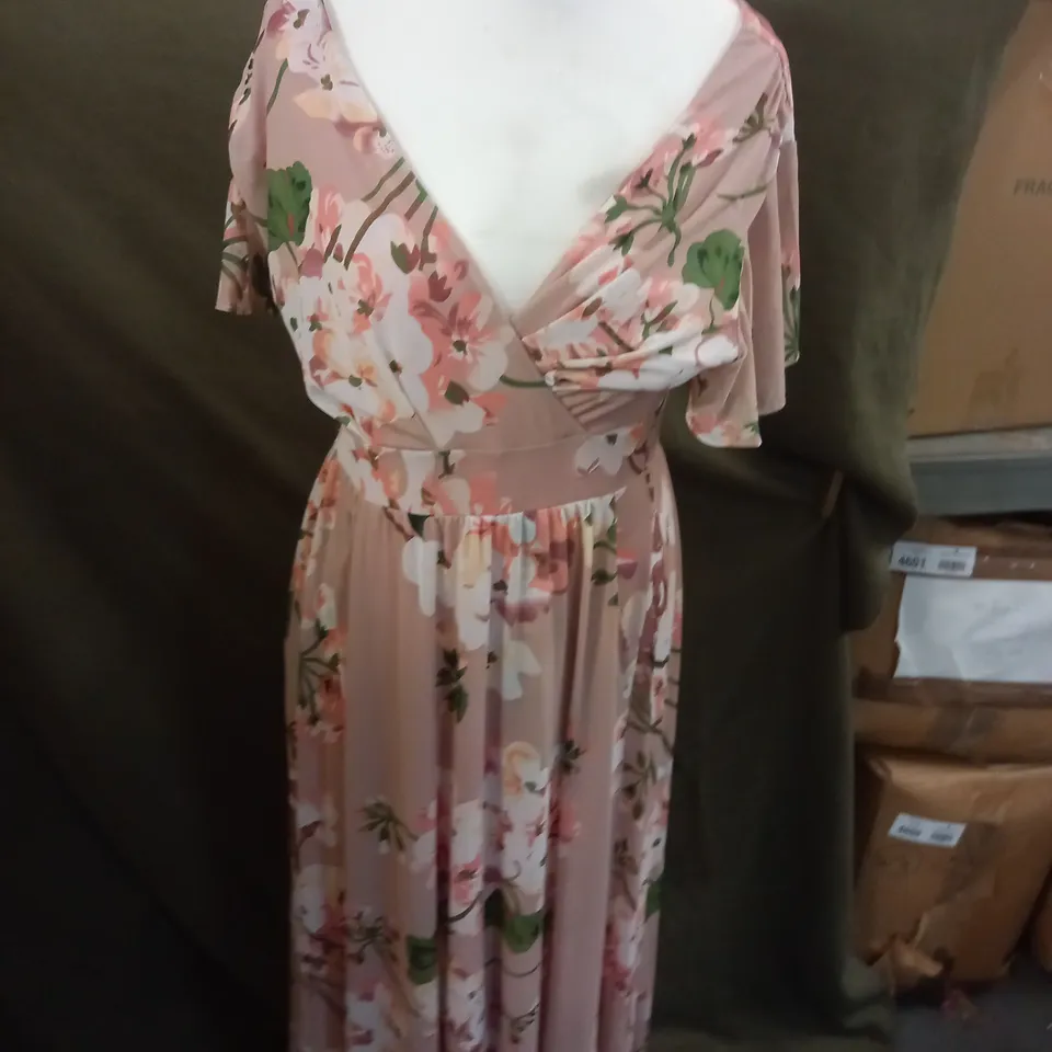 WOMENS OCCASSIONAL PINK FLORAL DRESS SIZE 16