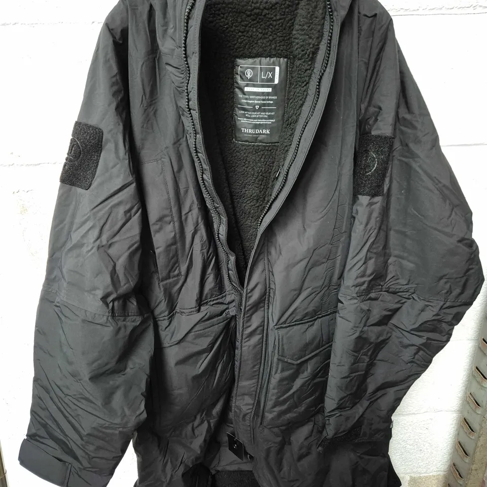 THRUDARK BLACK PARKA JACKET, SIZE L/XL