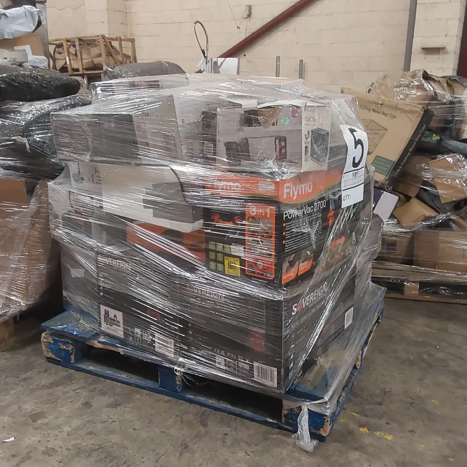 PALLET CONTAINING A LARGE ASSORTMENT OF UNCHECKED ELECTRICAL PRODUCTS INCLUDING: LAWN MOWERS, TOASTED SANDWICH MAKER, TOASTERS, FOOD PROCESSOR, BLENDER ECT