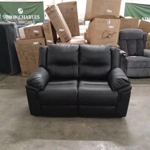 ALBION LUXURY FAUX LEATHER HIGH BACK 2 SEATER SOFA - BLACK