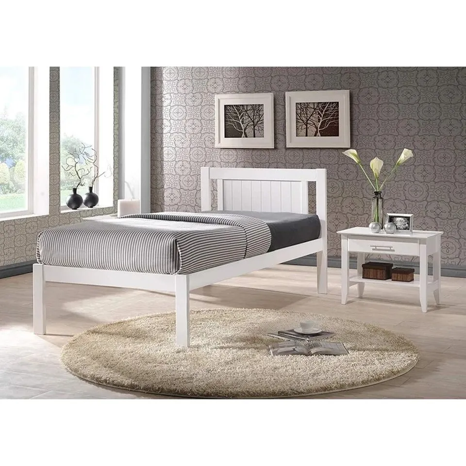 BOXED RIGGS BED FRAME - WHITE // SIZE: SINGLE (2 BOXES)