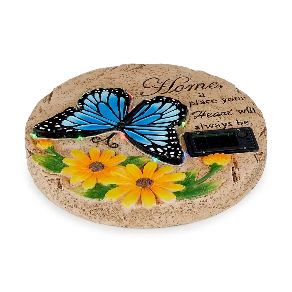 BOXED HOME2GARDEN SOLAR LED BUTTERFLY STEPPING STONE