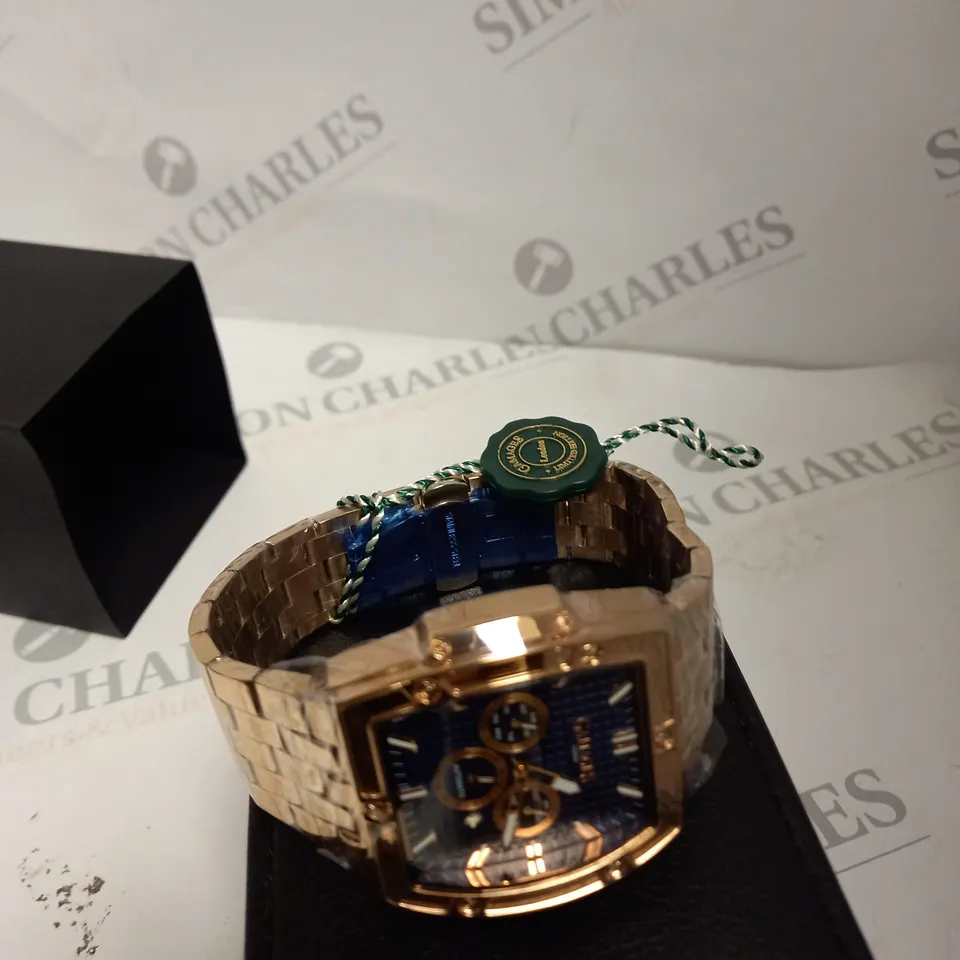 GAMAGES OF LONDON LIMITED EDITION MAGNITUDE AUTOMATIC WATCH/ BLUE AND GOLD 