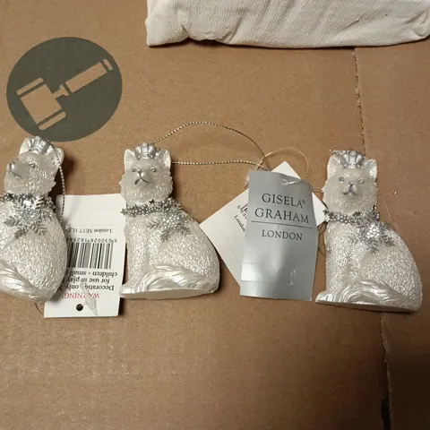 SET OF 6 AS NEW GISELA GRAHAM WINTER FOX THEMED HANGING DECORATIONS