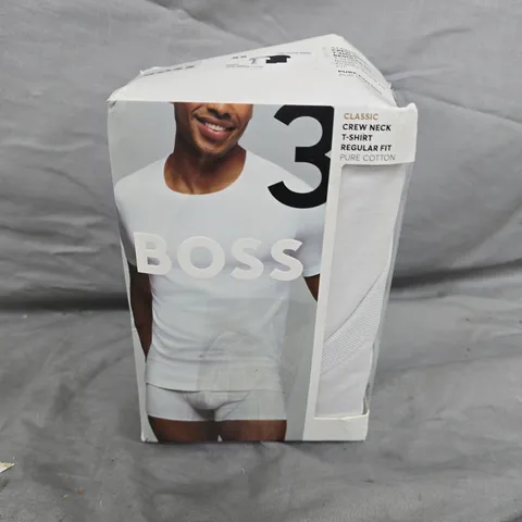 3 BOSS PURE COTTON CREW NECK T‑SHIRTS – XS, BOXED