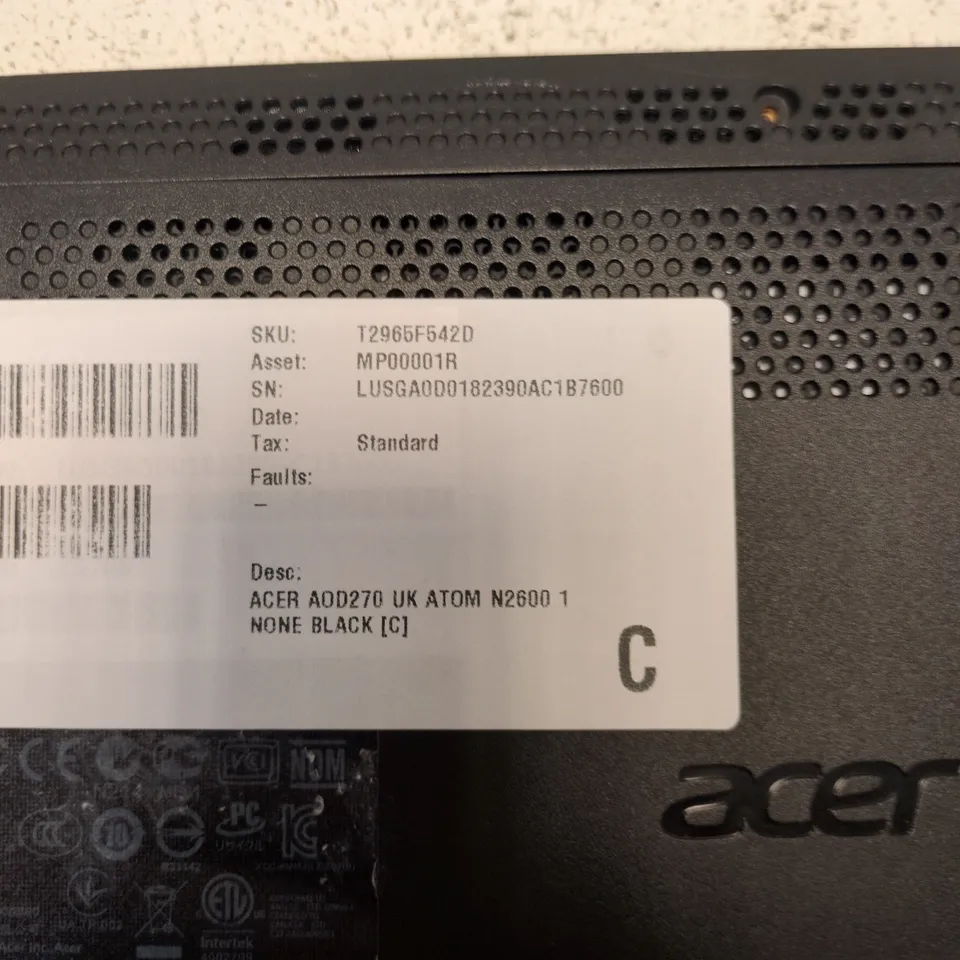 ACER ASPIRE ONE D270 NETBOOK – INTEL ATOM N2600 – UK KEYBOARD – BLACK
