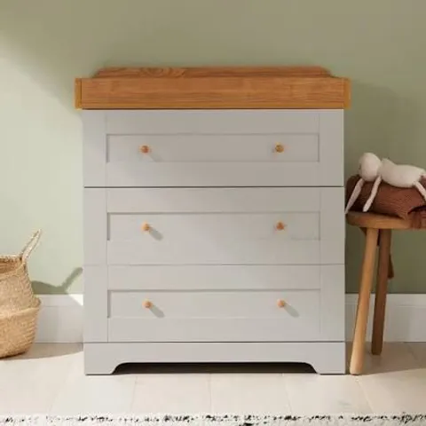 BOXED TUTTI BAMBINI RIO CHEST CHANGER - DOVE GREY AND HONEY OAK (2 BOXES)