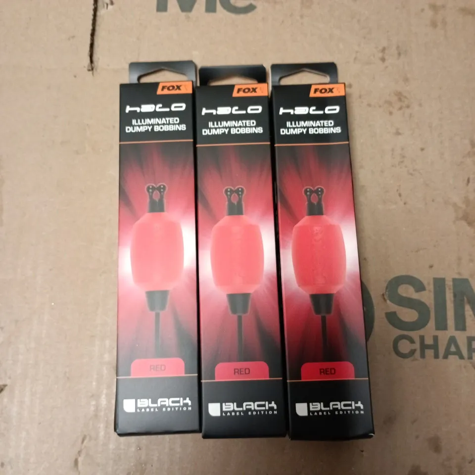 LOT OF 3 FOX HALO ILLUMINATED DUMPY BOBBINS IN RED (BLACK LABEL EDITION)