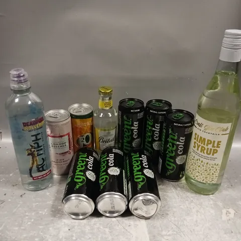 APPROXIMATELY 10 ASSORTED DRINK ITEMS TO INCLUDE CRAFT GIN CLUB SIMPLE SYRUP, GREEN COLA, J20 FRUIT BLEND, ETC - COLLECTION ONLY