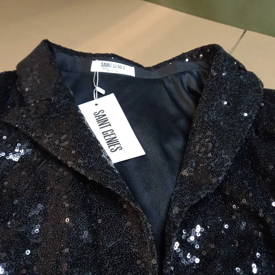 SAINT GENIES BLACK SEQUIN BLAZER - SIZE 18