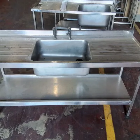 LARGE STAINLESS STEEL INDUSTRIAL WASH BASIN AND DOUBLE DRAINAGE BOARD 