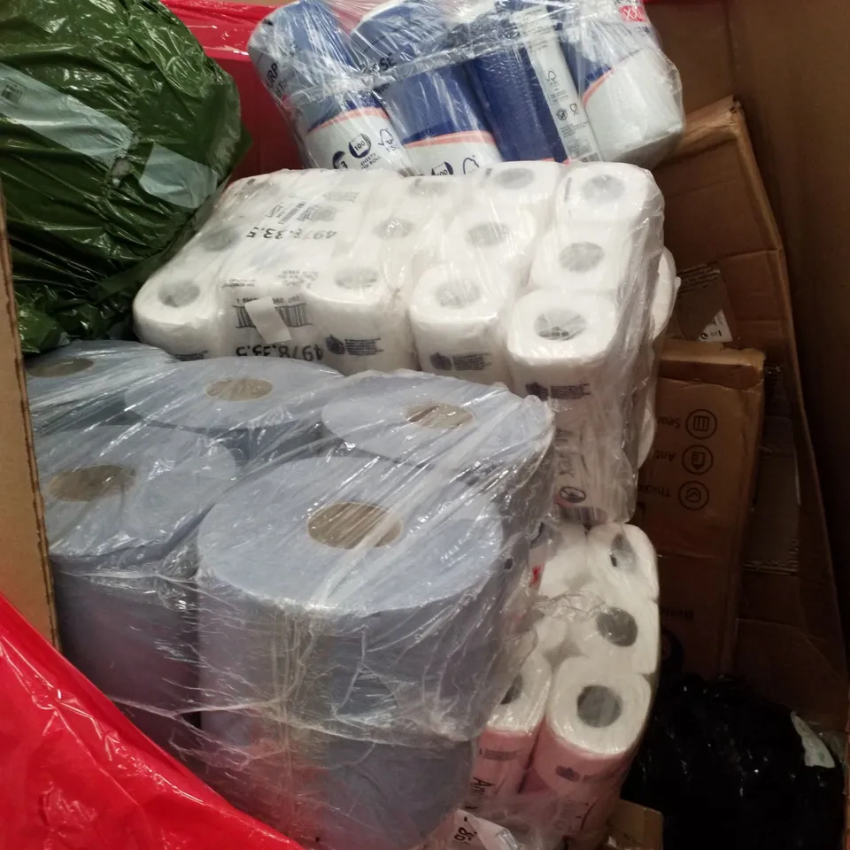 PALLET OF ASSORTED PRODUCTS INCLUDING CAR SEAT & STROLLER, HAND TOWELS, KITCHEN ROLL, VACUUM CLEANER