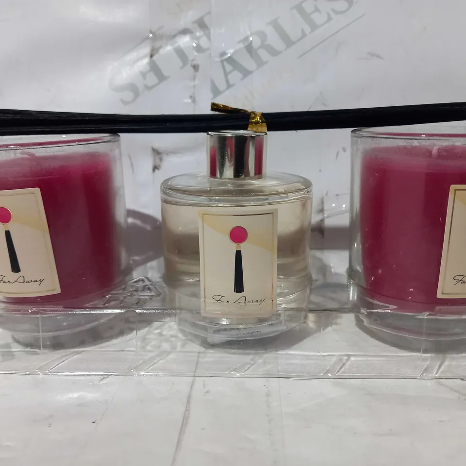 DESIGNER FAR AWAY SCENTED CANDLE AND REED DIFFUSER SET