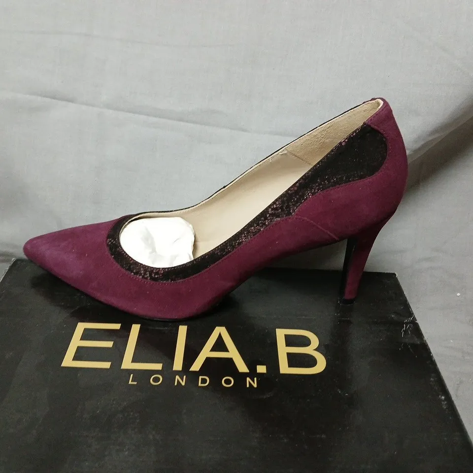 ELIA B LONDON DIANA BURGUNDY SUEDE HIGH HEEL SHOES, UK 6 (EU 39)