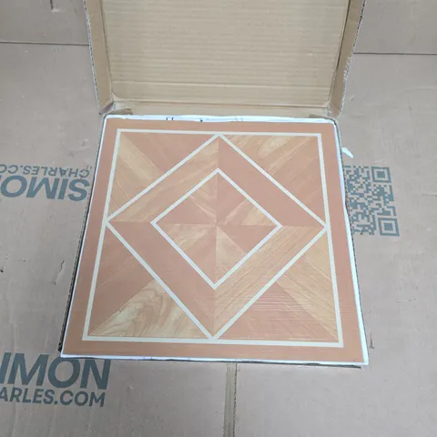 SELF-ADHESIVE VINYL FLOOR TILES – LIGHT WOOD GEOMETRIC PATTERN, BOX OF 30 TILES