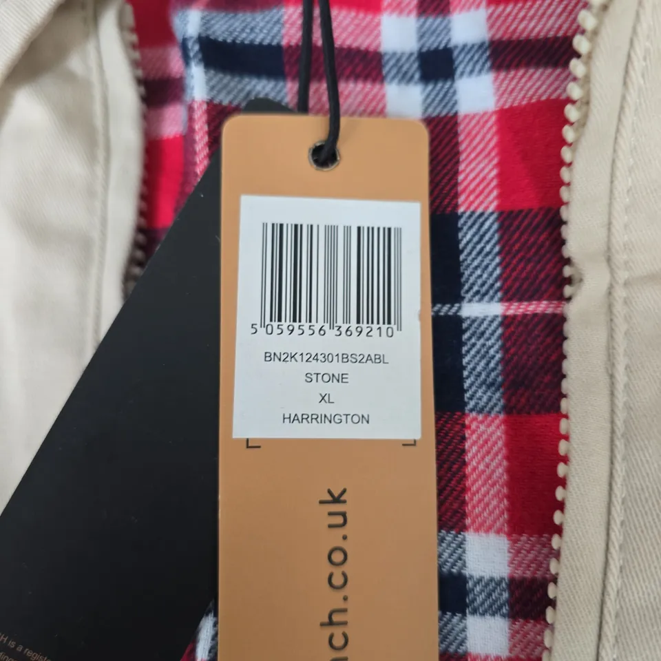 BENCH HARRINGTON JACKET – STONE BEIGE, XL (MEN'S) WITH RED PLAID LINING