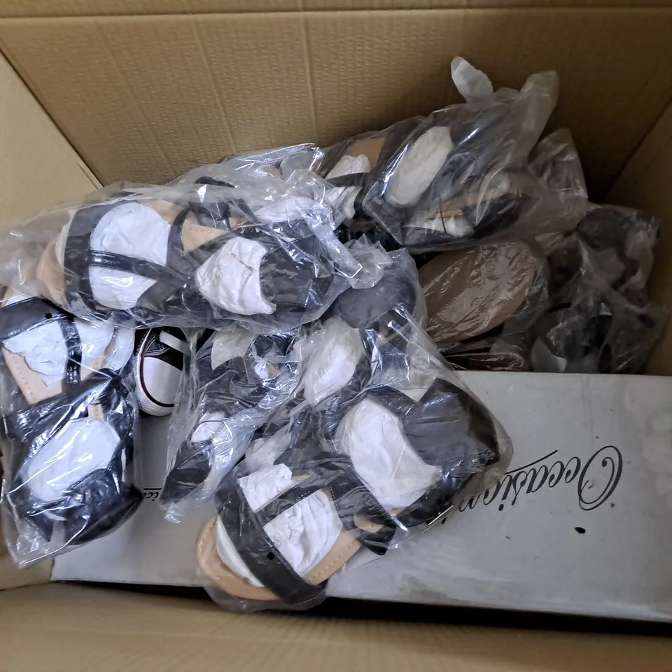 APPROXIMATELY 10 PAIRS  OF ASSORTED BOXED AND UNBOXED SHOES TO INCLUDE , SANDALS, AND TRAINERS 