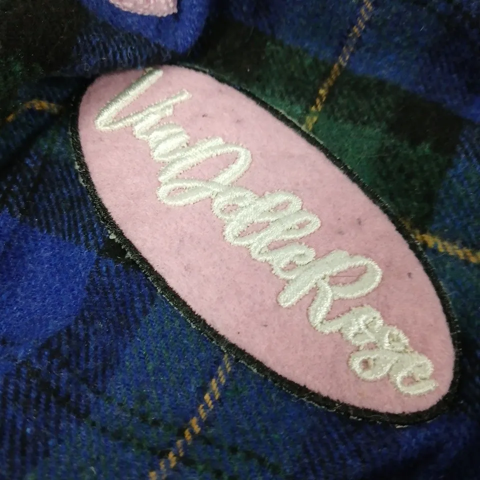 VIADEL ROSE JACKET – BLUE/GREEN CHECKS WITH LOGO PATCHES