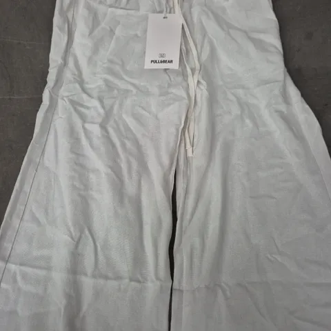 PULL&BEAR WHITE DRAWSTRING TROUSERS – UK XS (EUR XS / USA XS / MEX 24)