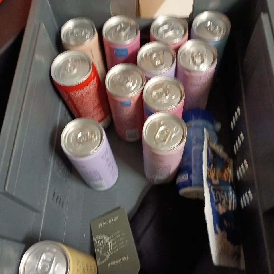 APPROXIMATELY 15 ASSORTED DRINKS ITEMS TO INCLUDE - MONSTER ENERGY PUNCH, TRIP CALM WILD STRAWBERRY AND 7UP ZERO