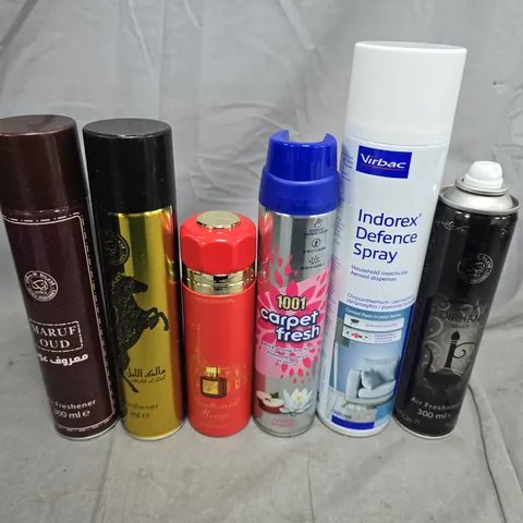 APPROXIMATELY 10 ASSORTED AEROSOLS TO INCLUDE CARPET FRESH, DEFENCE SPRAY ETC