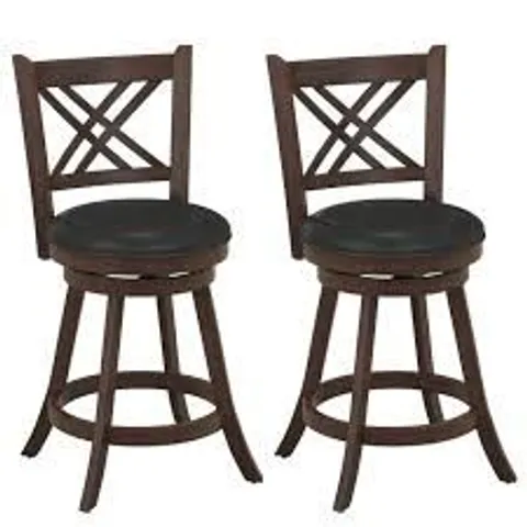 BOXED COSTWAY SWIVEL UPHOLSTERED COUNTER HEIGHT BAR STOOL SET OF 2