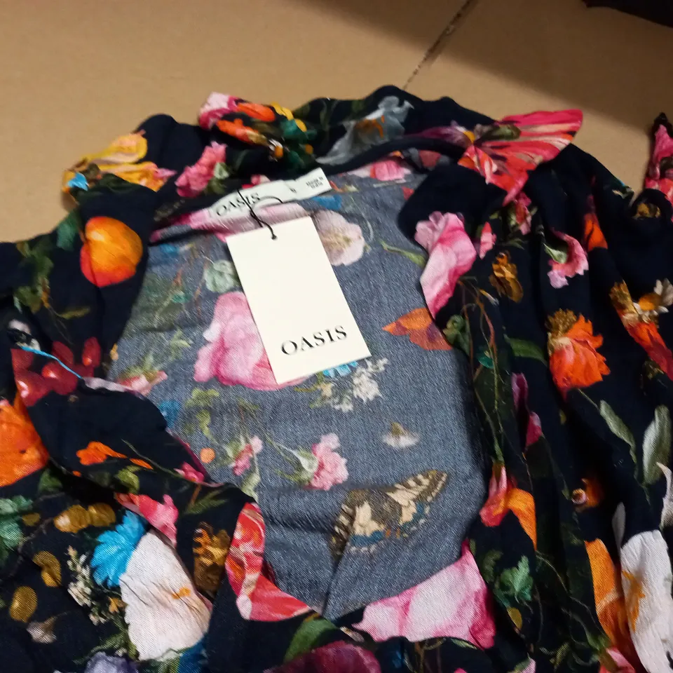 OASIS PAINTED FLORAL FRILL WRAP MAXI DRESS - 10