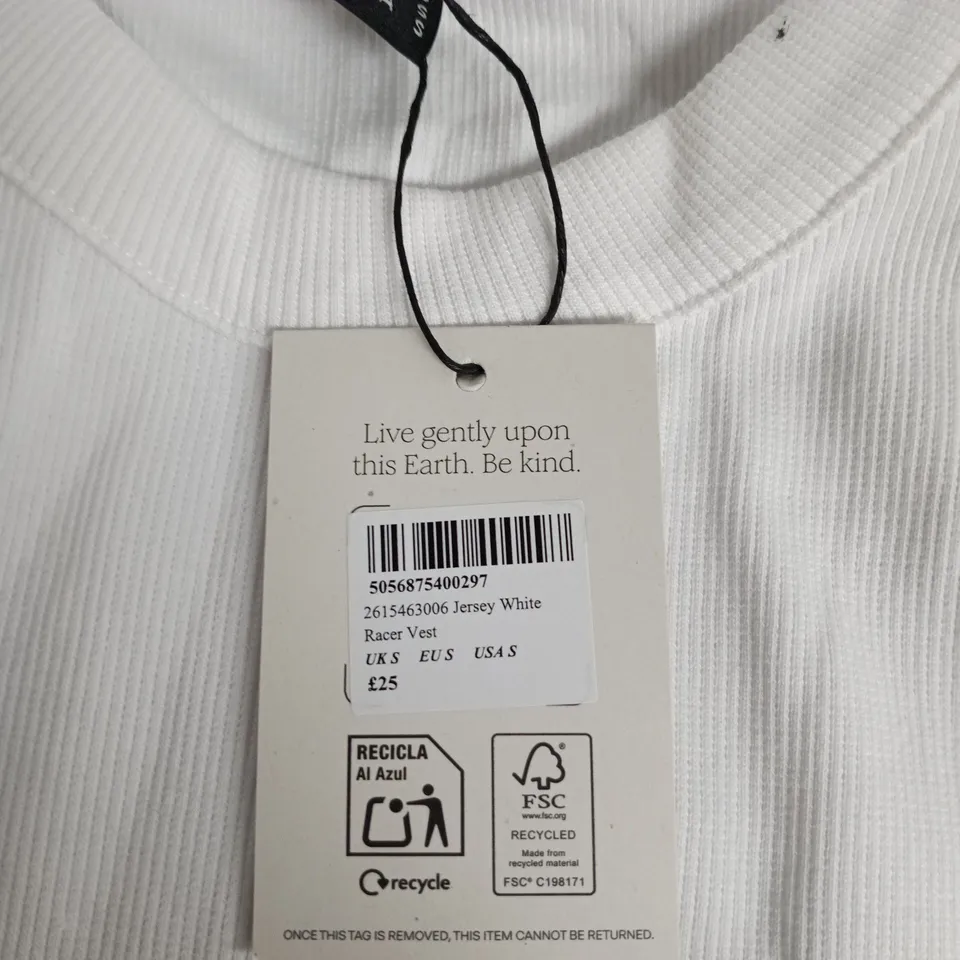 UK S NOBODY'S CHILD JERSEY WHITE RACER VEST (EU S, USA S)