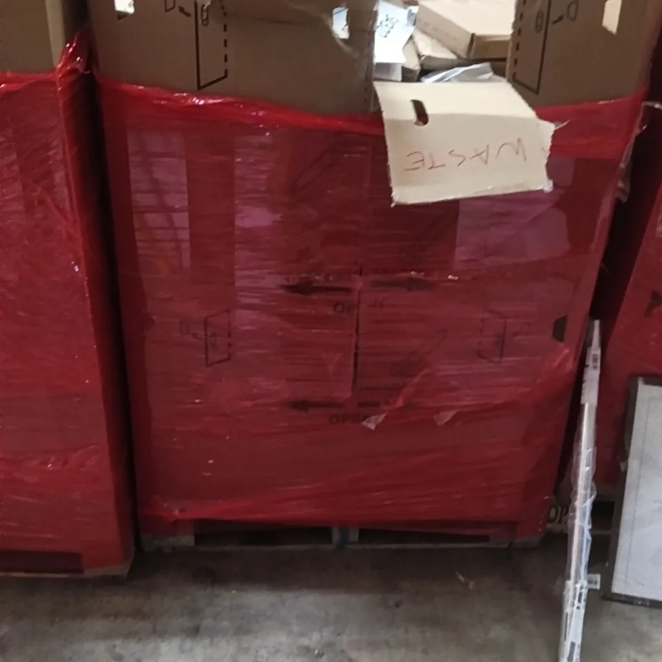 PALLET OF ASSORTED ITEMS INCLUDING - LAMINATE FLOOR CUTTER, PICTURE FRAME,WRAPPING PAPER