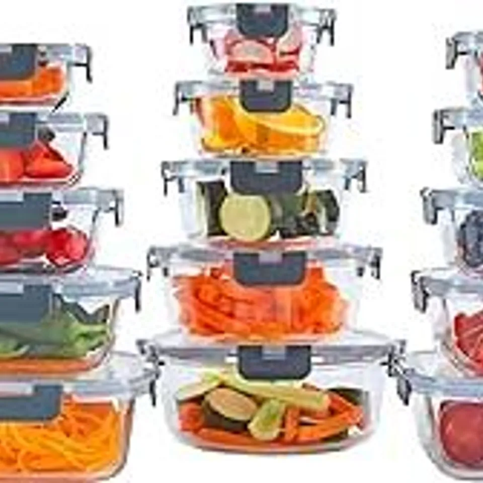 BOXED NEO 15 PIECE GLASS FOOD STORAGE CONTAINER SET WITH LIDS (1 BOX)