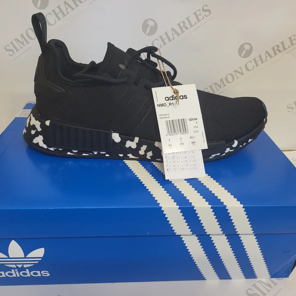 BOXED ADIDAS NDM R1 BLACK/WHITE TRAINERS - SIZE 9 UK