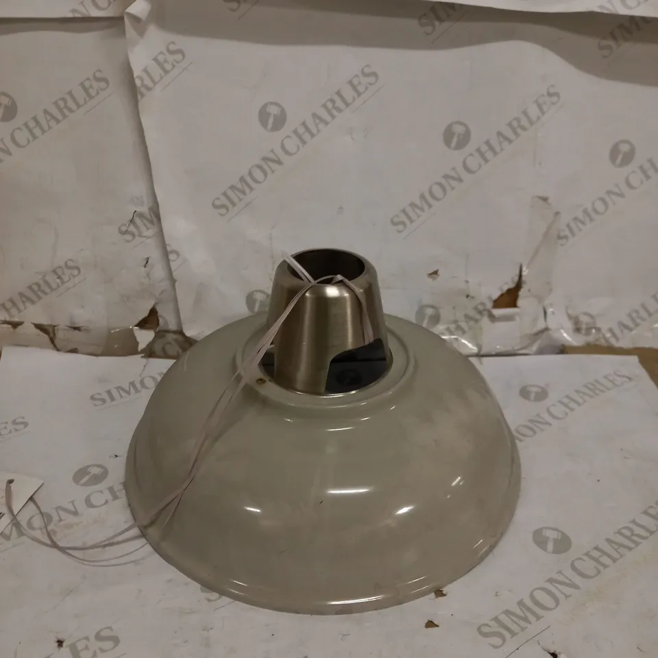 ENDON 79491 HENLEY 1 LIGHT CEILING PENDANT IN GLOSS VINTAGE WHITE AND SATIN NICKEL PLATE