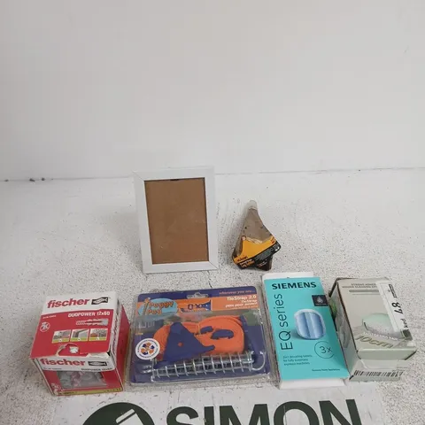 TOTE OF APPROXIMATELY 10 ASSORTED ITEMS INCLUDING A WASHABLE HAIR STICKING MACHINE, SIEMENS EQ SERIES 2 IN 1 DESCALING TABLETS AND ROLSON DIAMOND SHAPE LOG SPLITTER