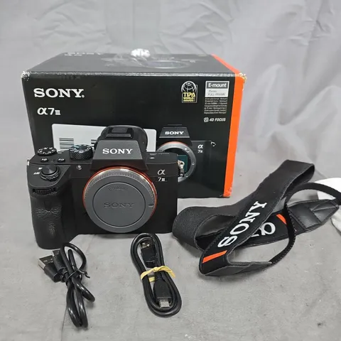 SONY ALPHA A7 III MIRRORLESS CAMERA BODY (ILCE-7M3) – WITH STRAP, MANUALS AND CABLES