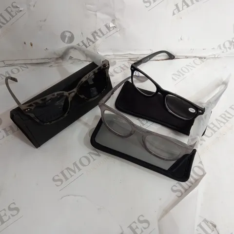 1 PAIR OF SUNGLASSES AND 2 PAIRS OF READING GLASSES GREY MIX