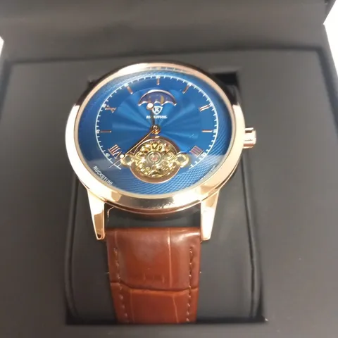 MENS RUCKSTUHL AUTOMATIC DIAL β R100 -TOURBILLION DESIGN DIAL β GLASS EXHIBITION BACK β LEATHER STRAP
