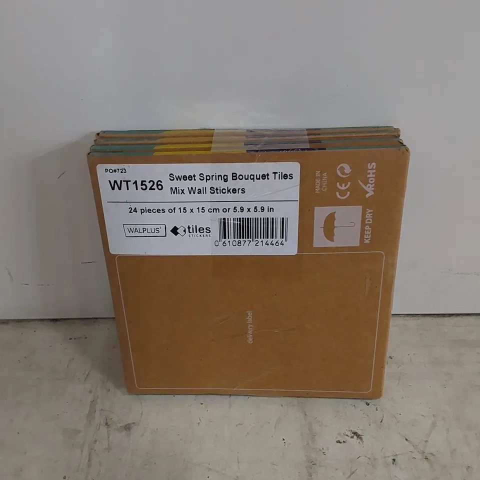 BOXED 15cm X 15cm PVC PEEL & STICK MOSAIC TILES - SWEET SPRING BOUQUET 