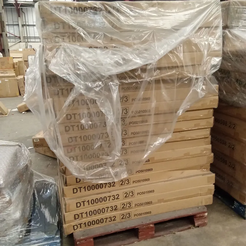 PALLET OF ASSORTED INCOMPLETE DESIGNER FURNITURE PARTS AND PIECES 
