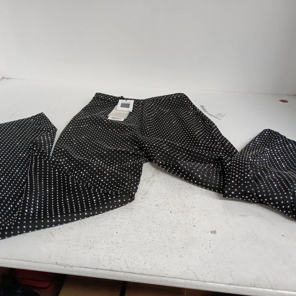 NADINE MERABI TROUSERS – BLACK POLKA DOT EMBELLISHED, UK 8