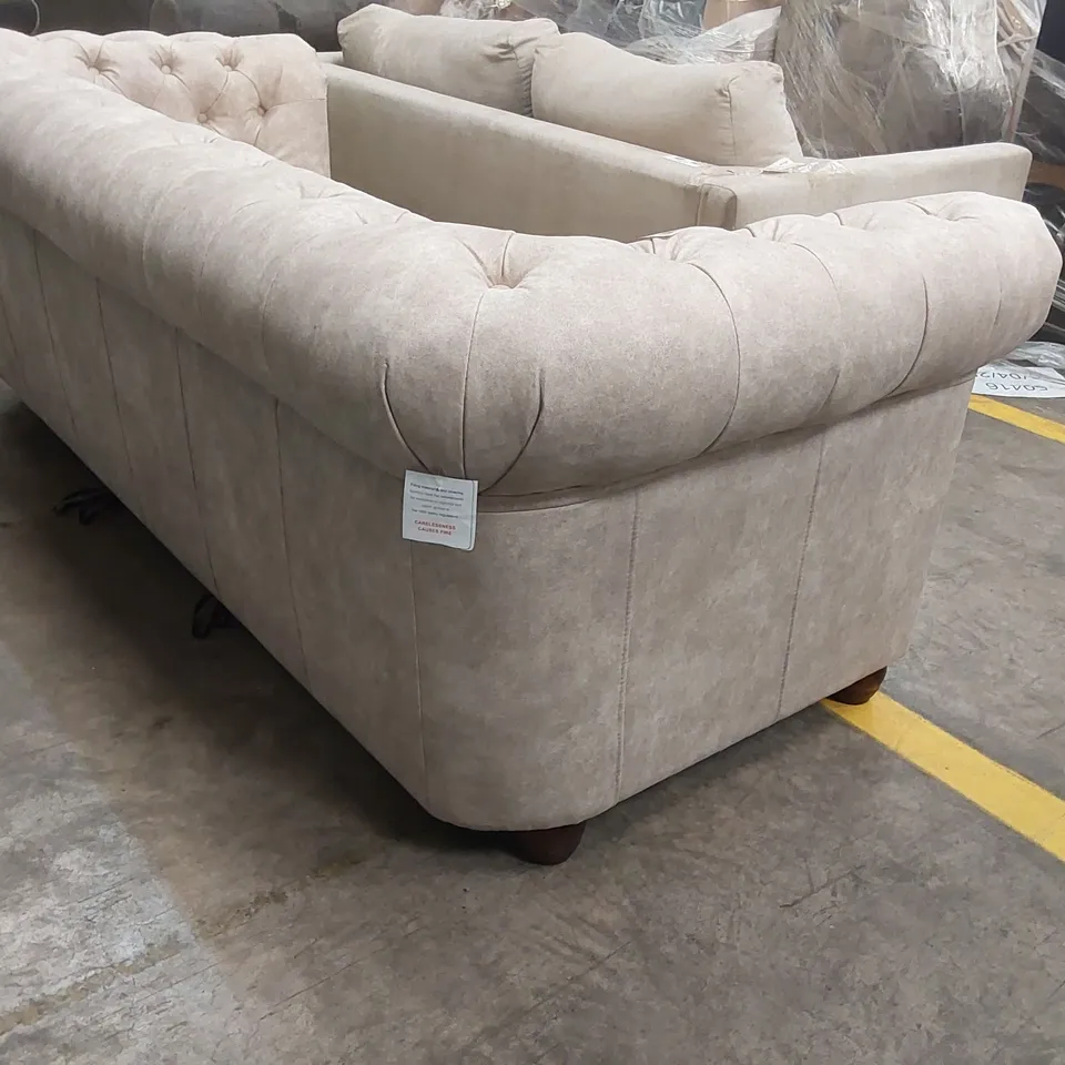 CHESTER LEATHER LOOK 3 SEATER SOFA BED - PEBBLE