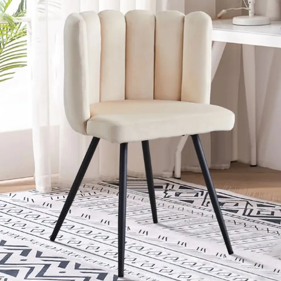 BOXED MARKLAND SET OF TWO BEIGE VELVET DINING CHAIRS
